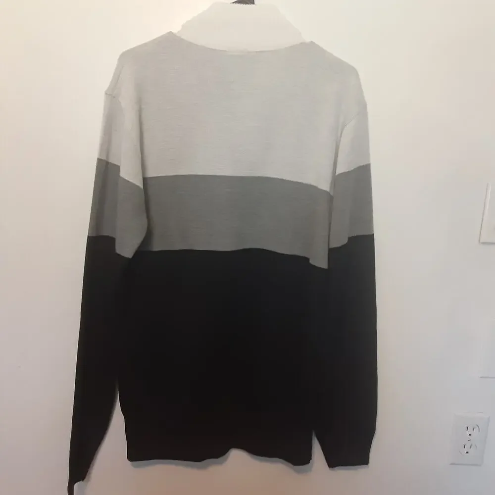 Red Ape 1/4 Zip Sweater Adult Mens L Mock Neck Gray Black